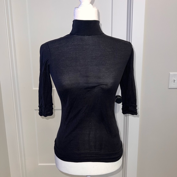 Burberry Black Women's Turtleneck 100% Silk Sweater - Picture 1 of 6